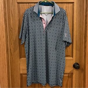 Greyson Golf Polo Shirt XL Navy Pink Wolf Print Performance Stretch